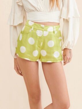 For Love and Lemons Leander Polka Dot Green Shorts